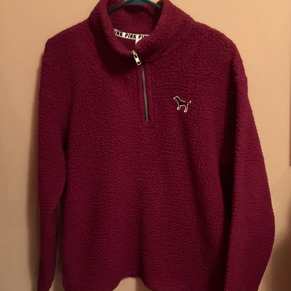 Maroon Sherpa pullover by Pink
